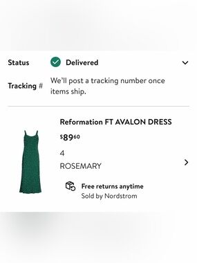 Reformation Avalon Dress in Rosemary Green